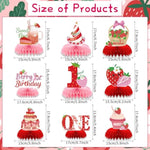 Berry First Birthday Decor - 9Pcs Sweet One Birthday Party Decorations Cute Strawberry 1St Birthday Decorations Berry First Birthday Party Table Centerpiece Decor Supplies Baby Girls