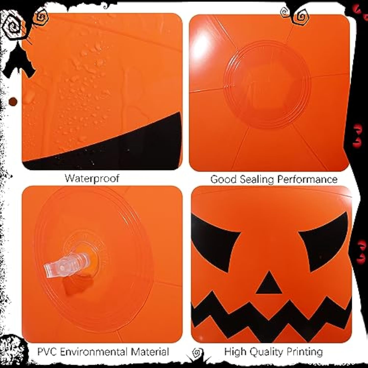 16pcs Inflatable Pumpkin Jack O' Lantern Balls for Indoor & Outdoor Halloween Party
