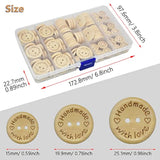 150Pcs Craft Sewing Button 2 Holes Handmade With Love Round Wooden But