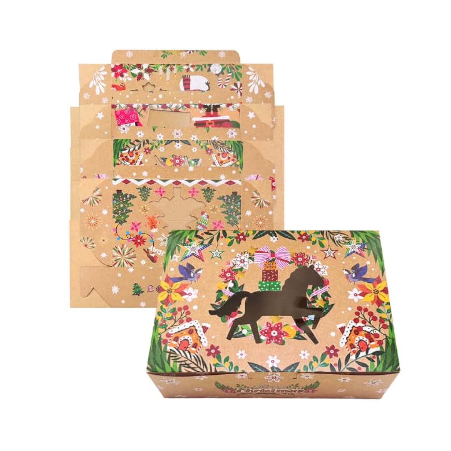 Christmas Wreath Cookie Boxes With Window 48Packs 6X8X2.7 Inch Bakery Box Pastry Box For Christmas
