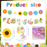 Hello Spring Banner, 4Pcs Spring Banner Decorations Flowers Bloom Garland For Welcome Spring Fireplace Mantle Party Spring Easter Birthday Bunting Banner Double-Sided