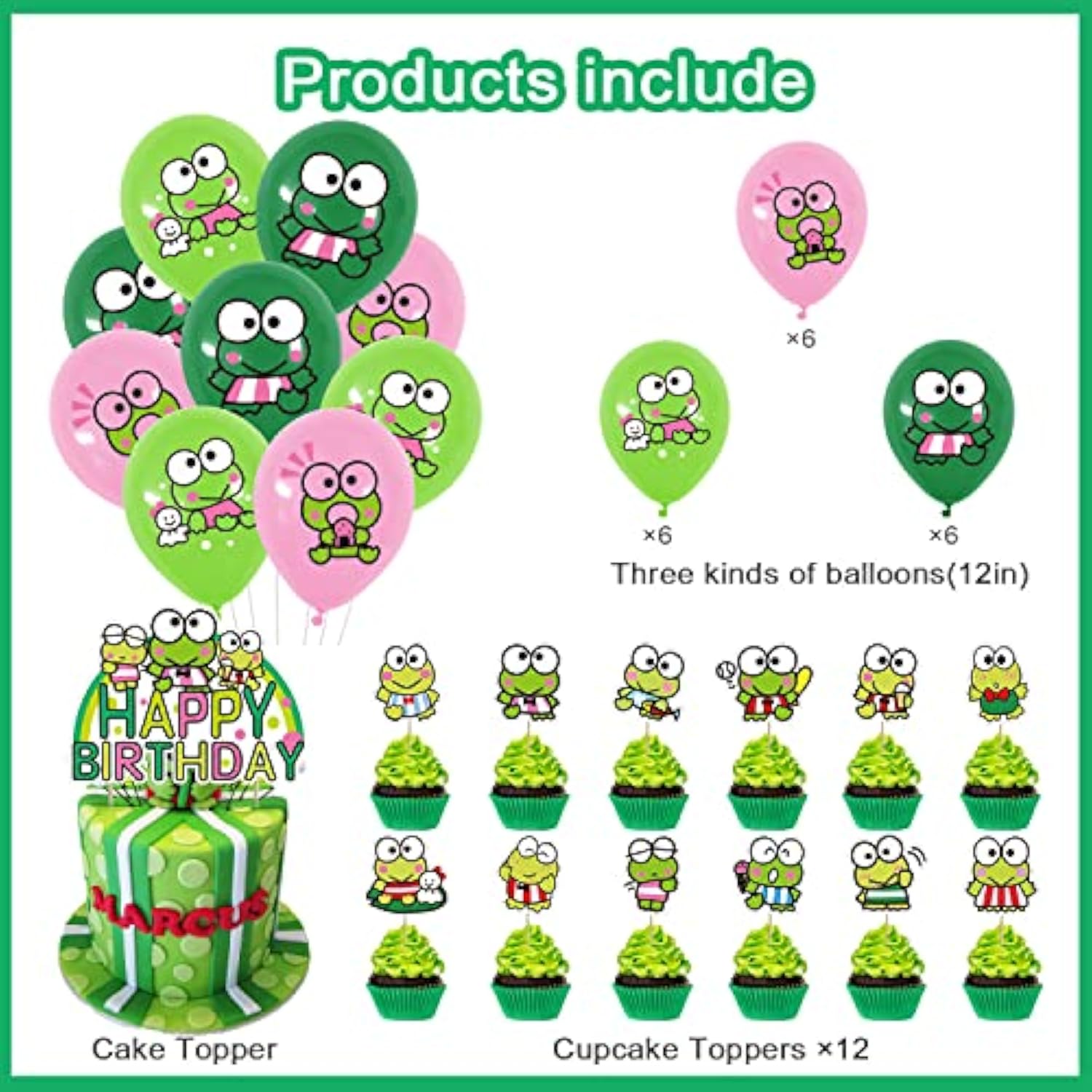 Frog Party Decorations – 83Pcs Set with Banner, Balloons, Cupcake Toppers & Stickers for Kids