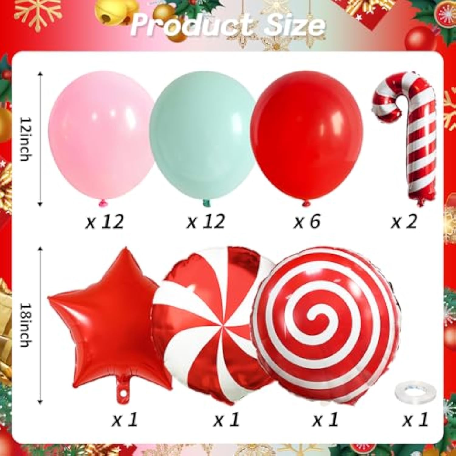 Christmas Balloons Set Pink Green Red Windmill Canes Foil Balloons For Merry Christmas Holiday Woodland Winter New Year Party Decorations