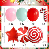 Christmas Balloons Set Pink Green Red Windmill Canes Foil Balloons For Merry Christmas Holiday Woodland Winter New Year Party Decorations