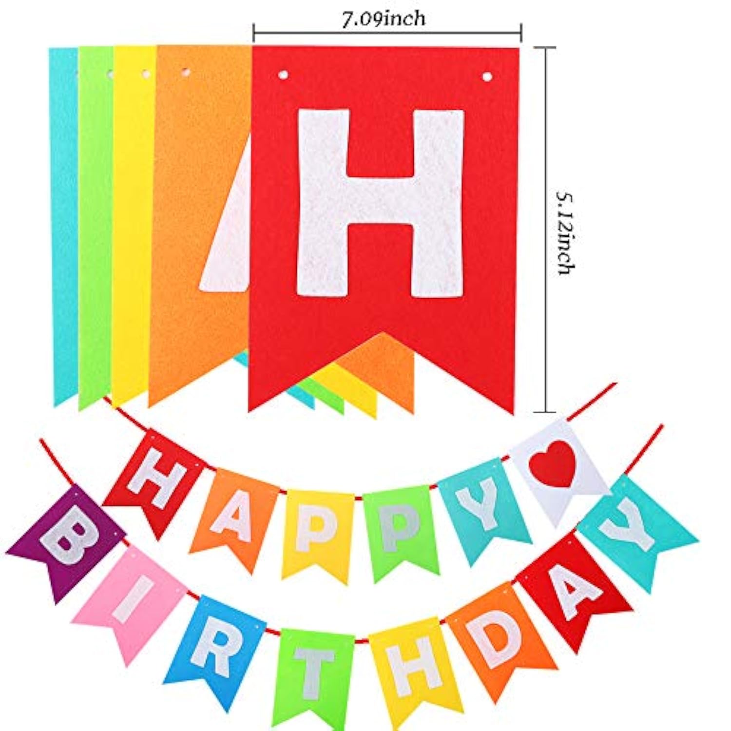 10pcs Rainbow Happy Birthday Banner Set with Honeycomb Balls & Dots Garland Decor