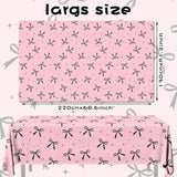 3Pcs Pink Bow Tablecloth,Black Bow Table Decor,Coquette Birthday Decorations Black,Disposable Waterproof Party Supplies For Girls Baby Shower,Bridal Shower,Bachelorette Party