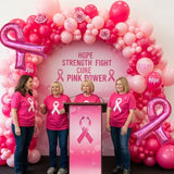Hot pink and pink balloons Breast Cancer Awareness Decorations Balloons Arch Kit star Pink Ribbon mylar Balloons with card stickers for Pink Ribbon Party Decoration Supplies