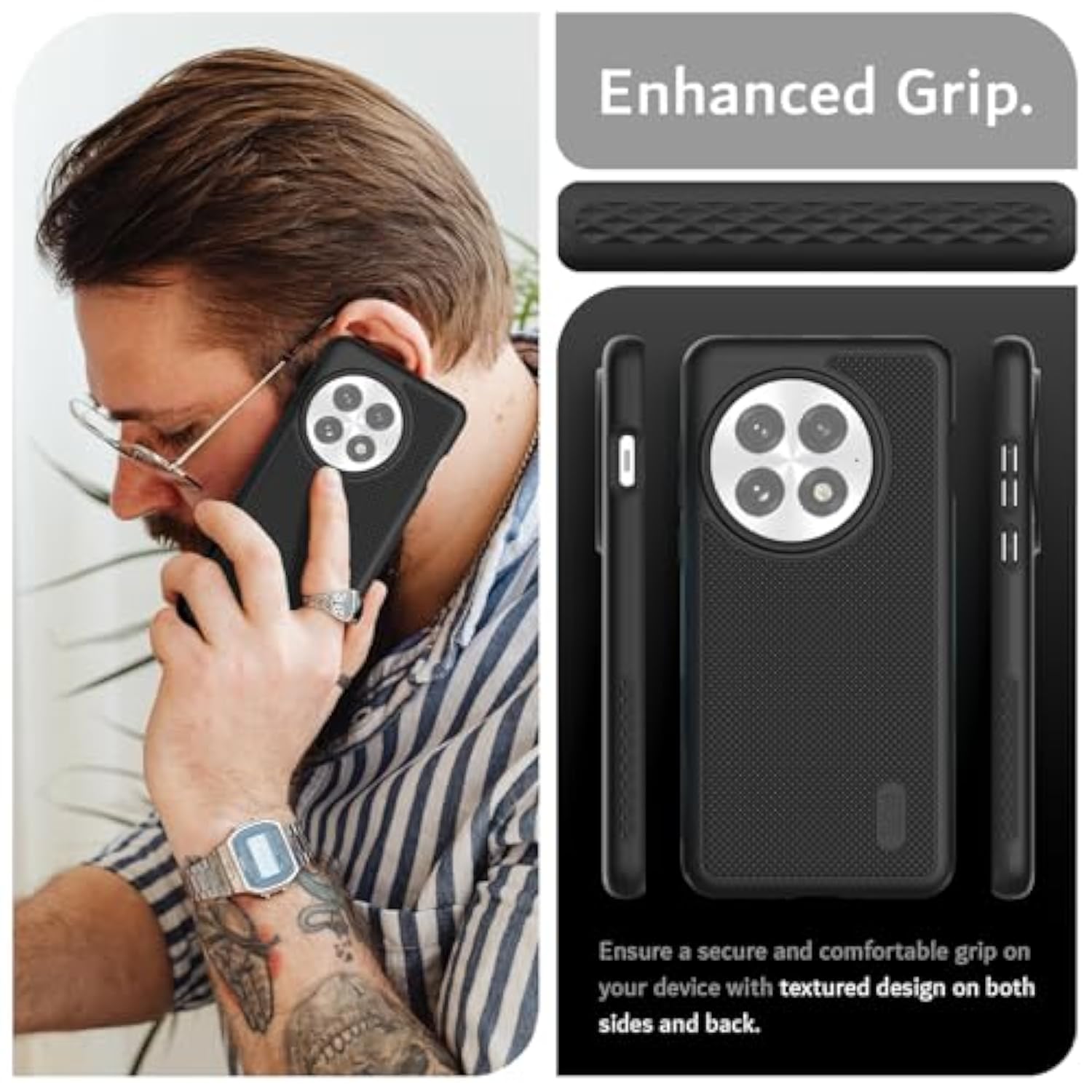 TUDIA MergeGrip [Magsafe Compatible] for OnePlus 13 Case 5G (2025) - [Military Grade Drop Tested] Dual Layer Shockproof Slim Heavy Duty Tough Cover Phone Cases - Black