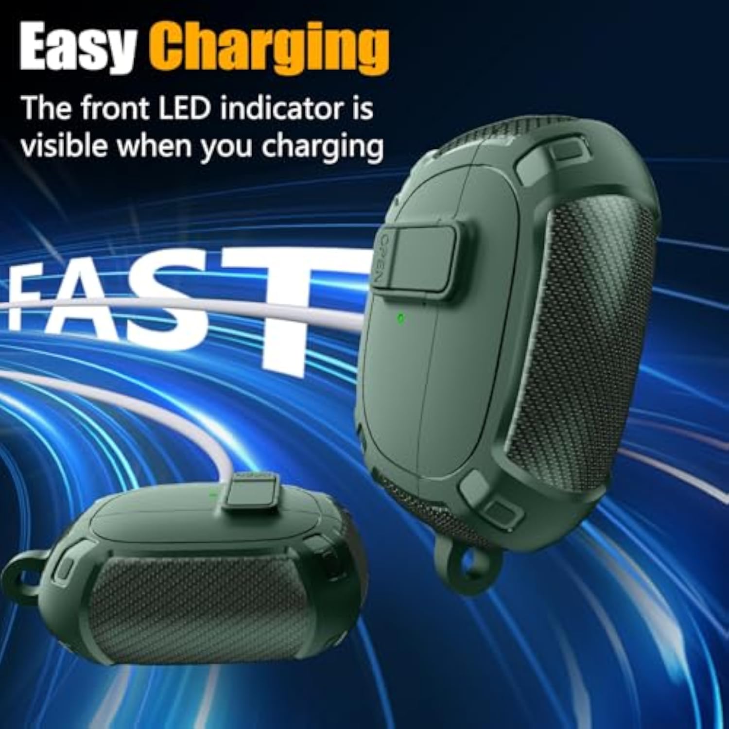 Bose Ultra Open Earbuds Case Cover 2024 with Cleaner Kit, Military Hard Cover with Lock for Bose Open Ear Earbuds Charging Case Accessories with Keychain for Men Women, Green