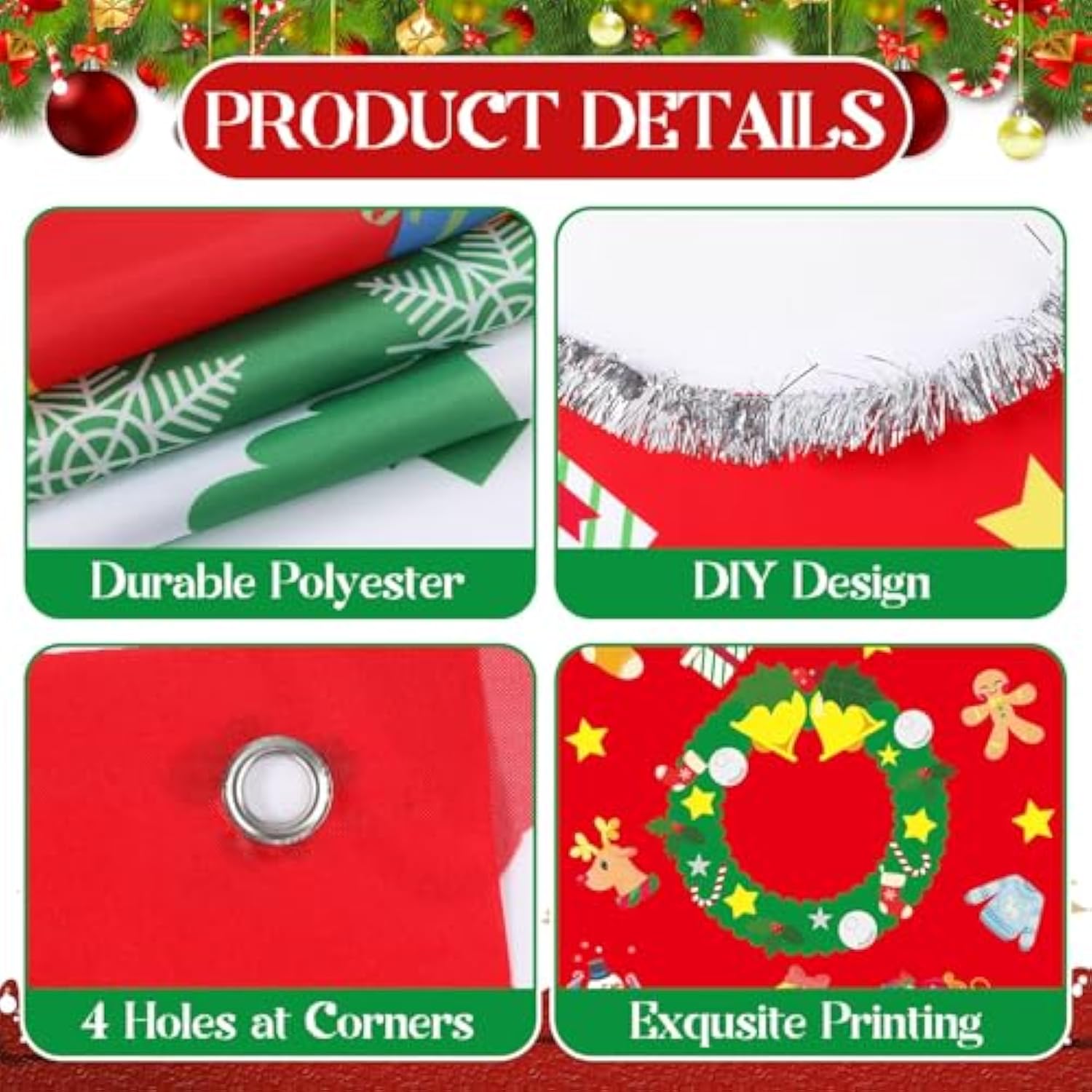 Large Christmas Ugly Sweater Door Banner in Red Green for Holiday Party Decor