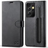 Compatible With Galaxy S21 Ultra 5G Wallet Case With S Pen Holder, Pu Leather Flip Folio Case With Card Slots Rfid Blocking Kickstand [ Tpu Inner Shell] Phone Cover 6.8 Inch (2021)-Black