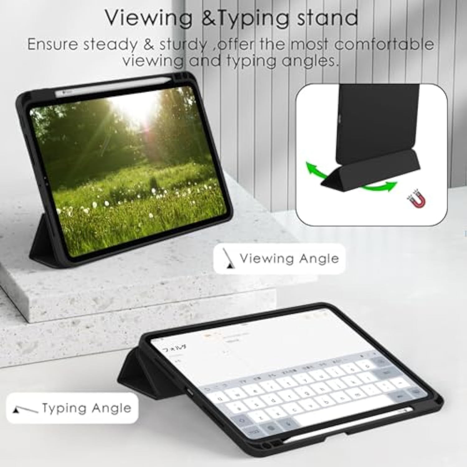 2024 Pro 11 Inch Case M4 (5Th Gen), Smart Case With Pencil Holder, Support Pencil Pro, Touch Id & Auto Wake/Sleep (Black)