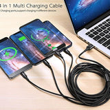 Multi Usb Charger Cable 2Pack [4A,10Ft ] 4 In 1 Usb Fast Charging Cable With Ip/Type C/Micro Usb Ports Adapter For Phone 14/13/12/11/X/8/7/6/Samsung/Pixel/Htc/Lg/Huawei/Sony/Tablets.