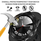 3 In 1 For Samsung Galaxy Watch 6 Classic 43Mm Case, Hd Tempered Glass Screen Protector, All-Around Protective Tpu Bumper Cover - Black