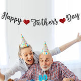 Happy Father's Day Decorations Banner Glitter Black
