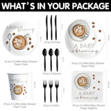 Coffee Baby Shower Decorations Tableware, Coffee Bean Theme A Baby Is Brewing Party Supplies For Birthday, Paper Plates, Cups, Napkins, Disposable Cutlery, Serves 24