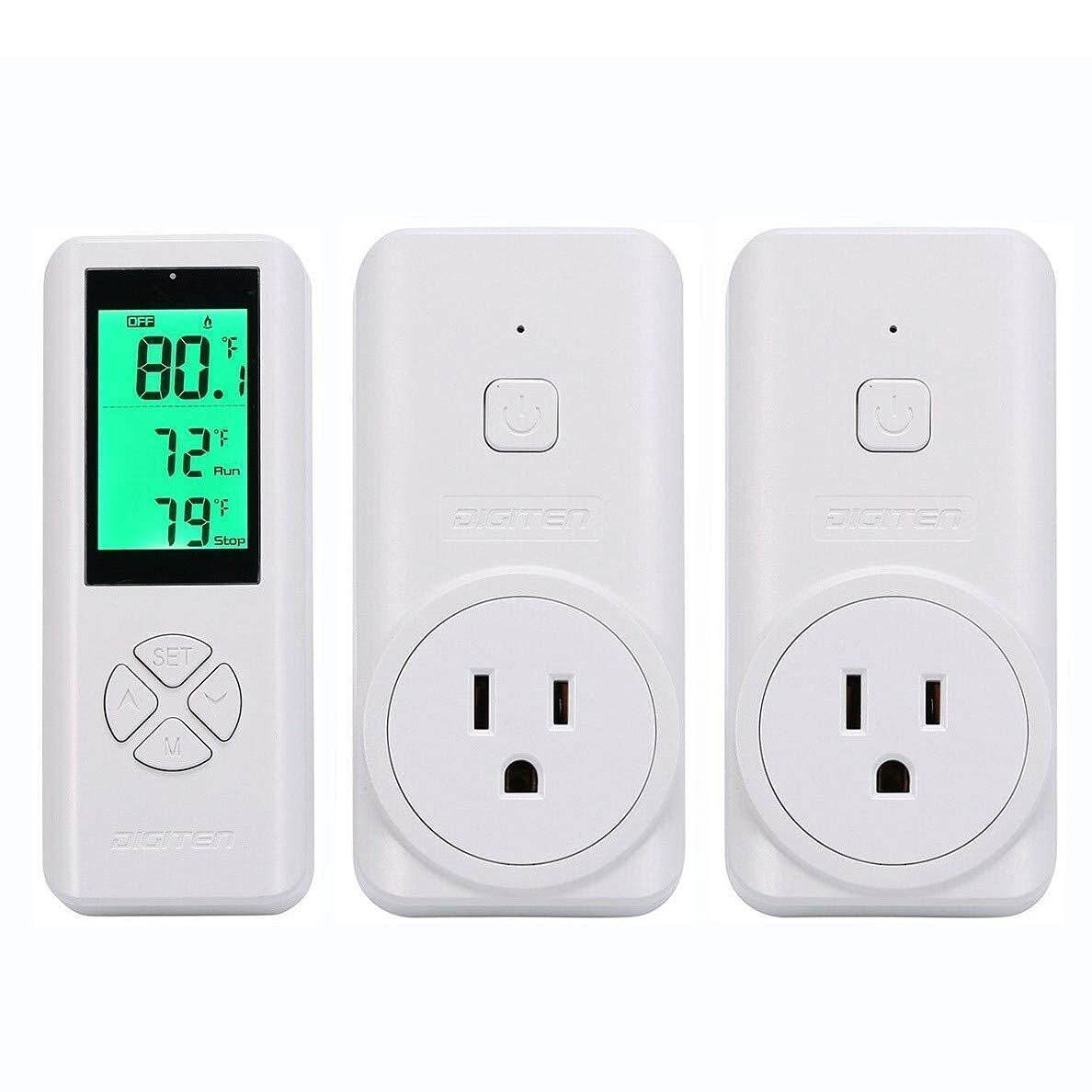 Digiten Wireless Temperature Controller, Remote Control Detect Temp, Digital Remote Thermostat, Plug-In Thermostat Outlet