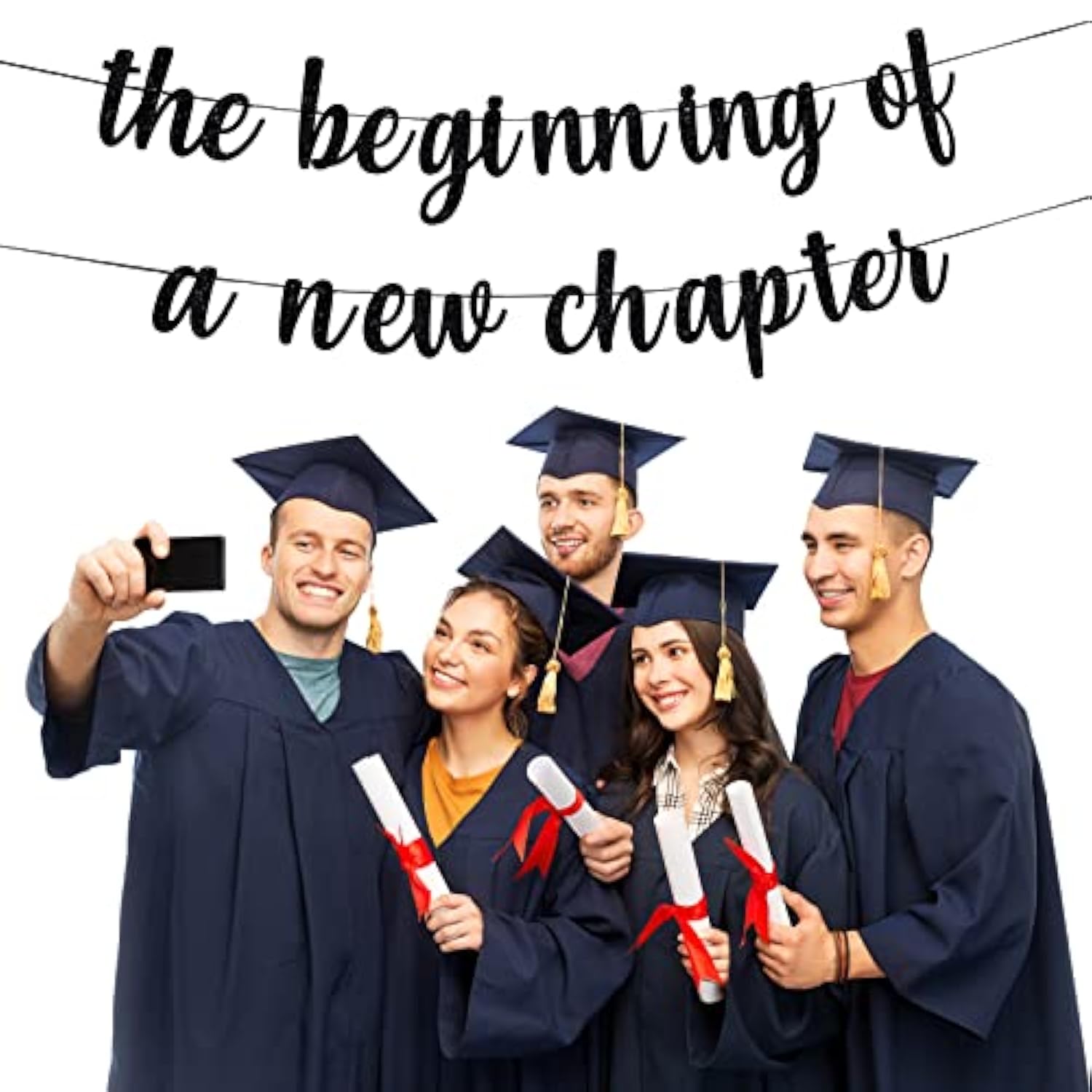 The Beginning Of A New Chapter Banner 2025 Graduation College Bound Sign For Trunk Party Book Club Decor Congratulations Decorations Farewell Party Decorations