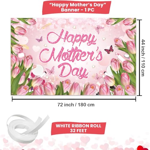 Happy Mothers Day Banner Backdrop Mothers Day Decorations 71x43in
