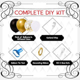 134pcs Black, White & Gold Balloon Arch Kit for Birthday, Graduation, Wedding and More