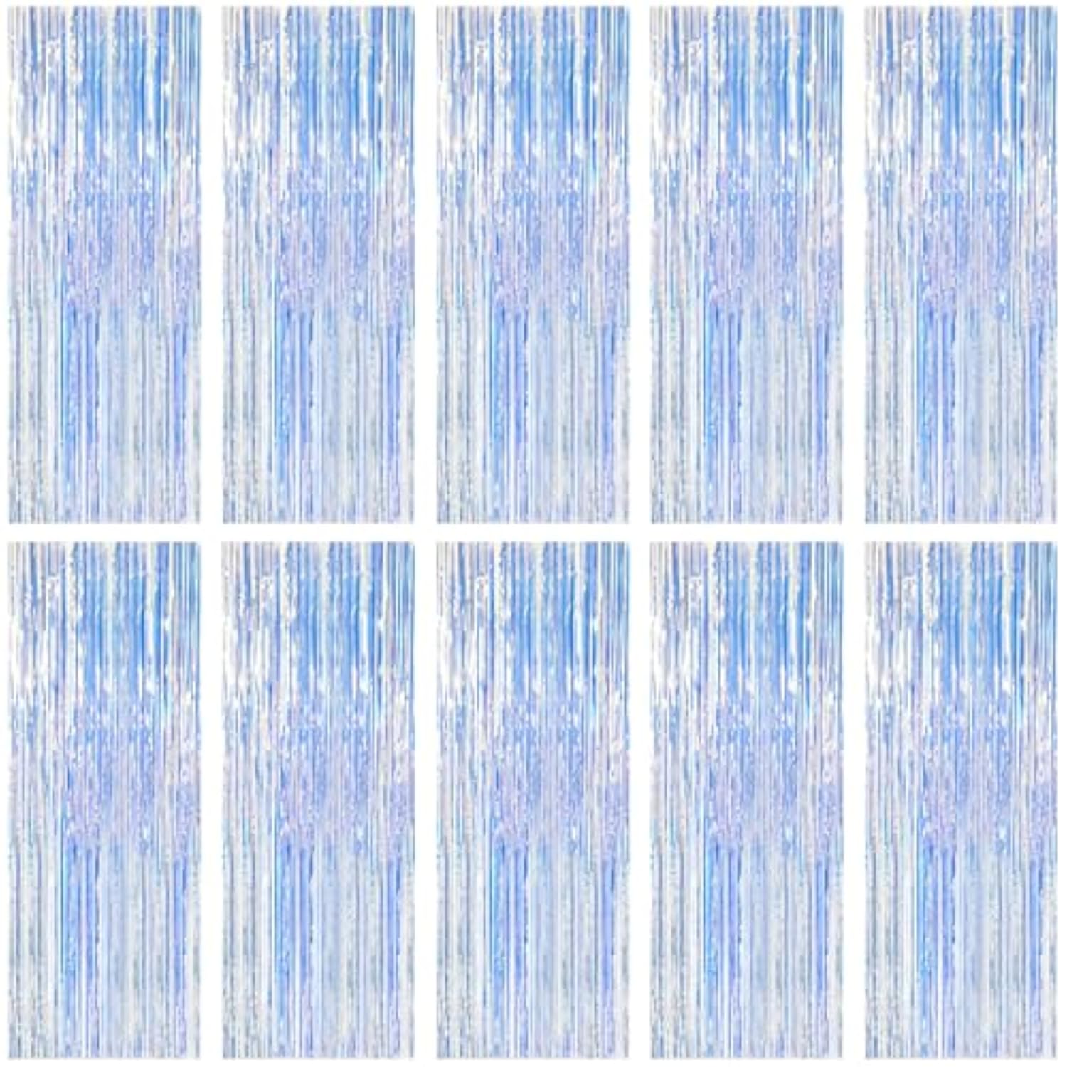 10 Pack Foil Curtain Backdrop Iridescent Metallic Tinsel Foil Fringe Curtains Photo Booth Props For Birthday Wedding Engagement Baby Shower Bachelorette Christmas Holiday Celebration Party Decoration