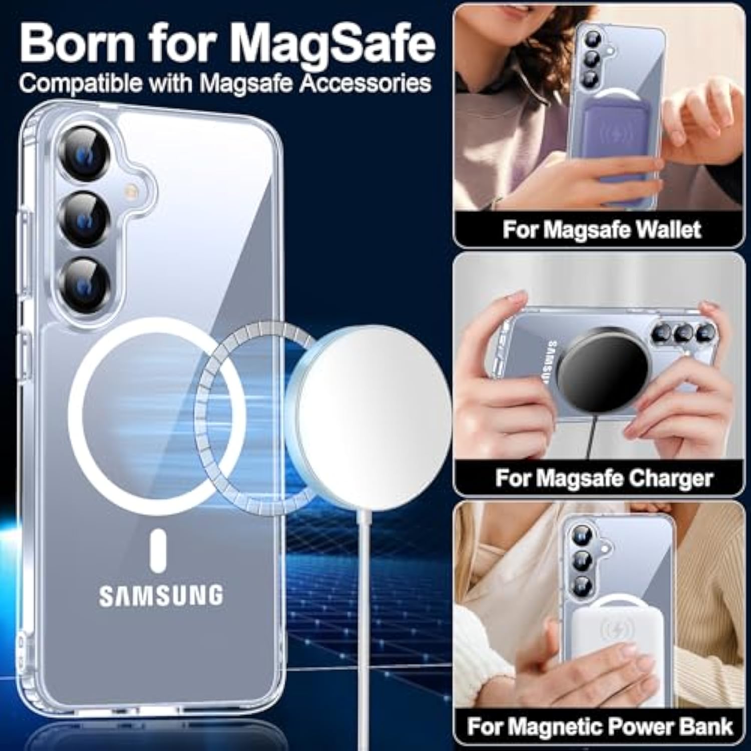 For Samsung Galaxy S25 Case With Screen Protector,[Compatible With Magsafe] -Grade Protection,Magnetic Phone Case For Samsung Galaxy S25,Clear