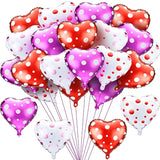 40 Pieces Heart Shaped Valentines Foil Balloons Purple, Red And White Foil Heart Balloons S For Birthday Party Supplies, Valentine, Birthday, Wedding, Bachelorette Bridal Party
