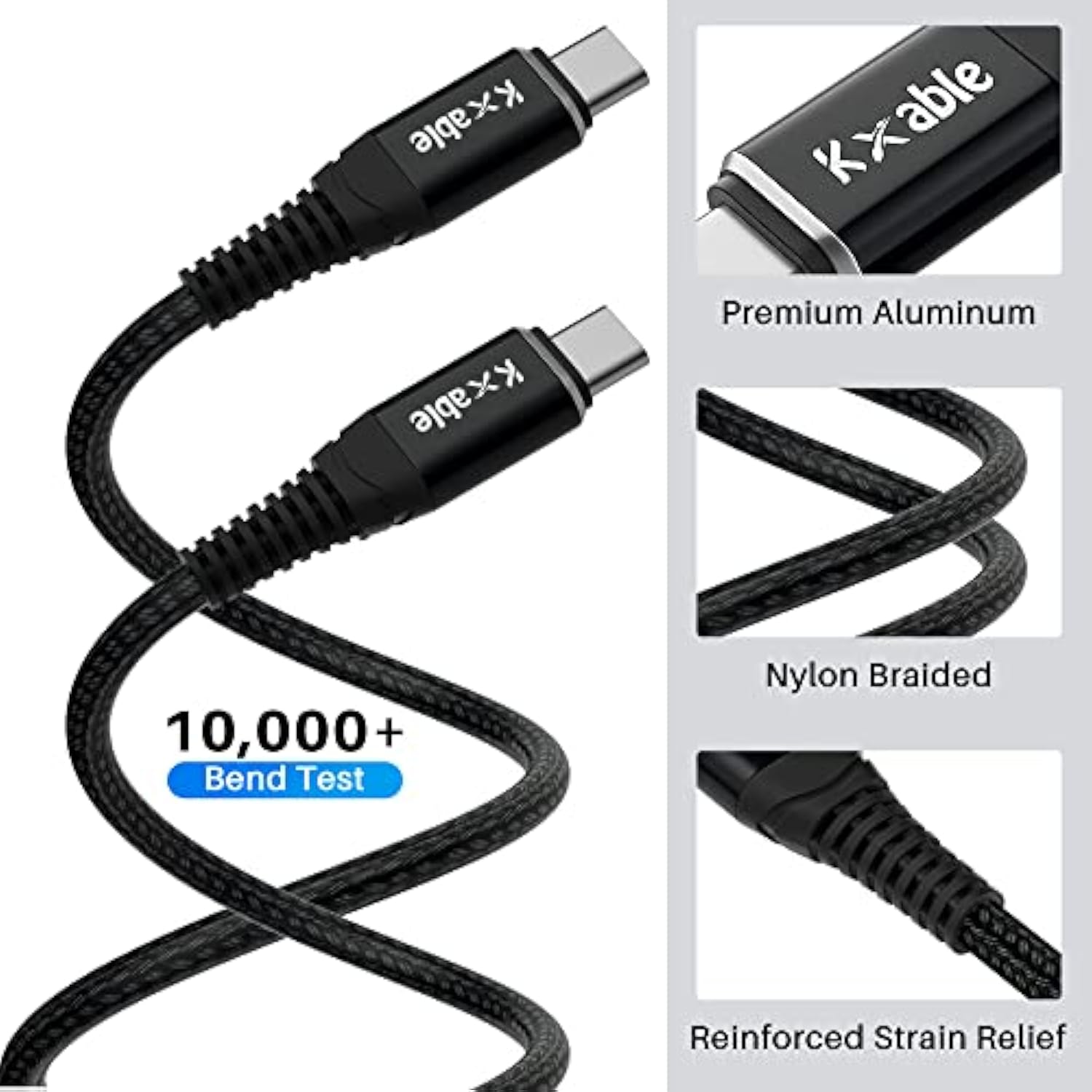 Usb C To C Cable 100W 2 Feet (2 Pack), Usb 2.0 Type C Charging Cable, Nylon Br