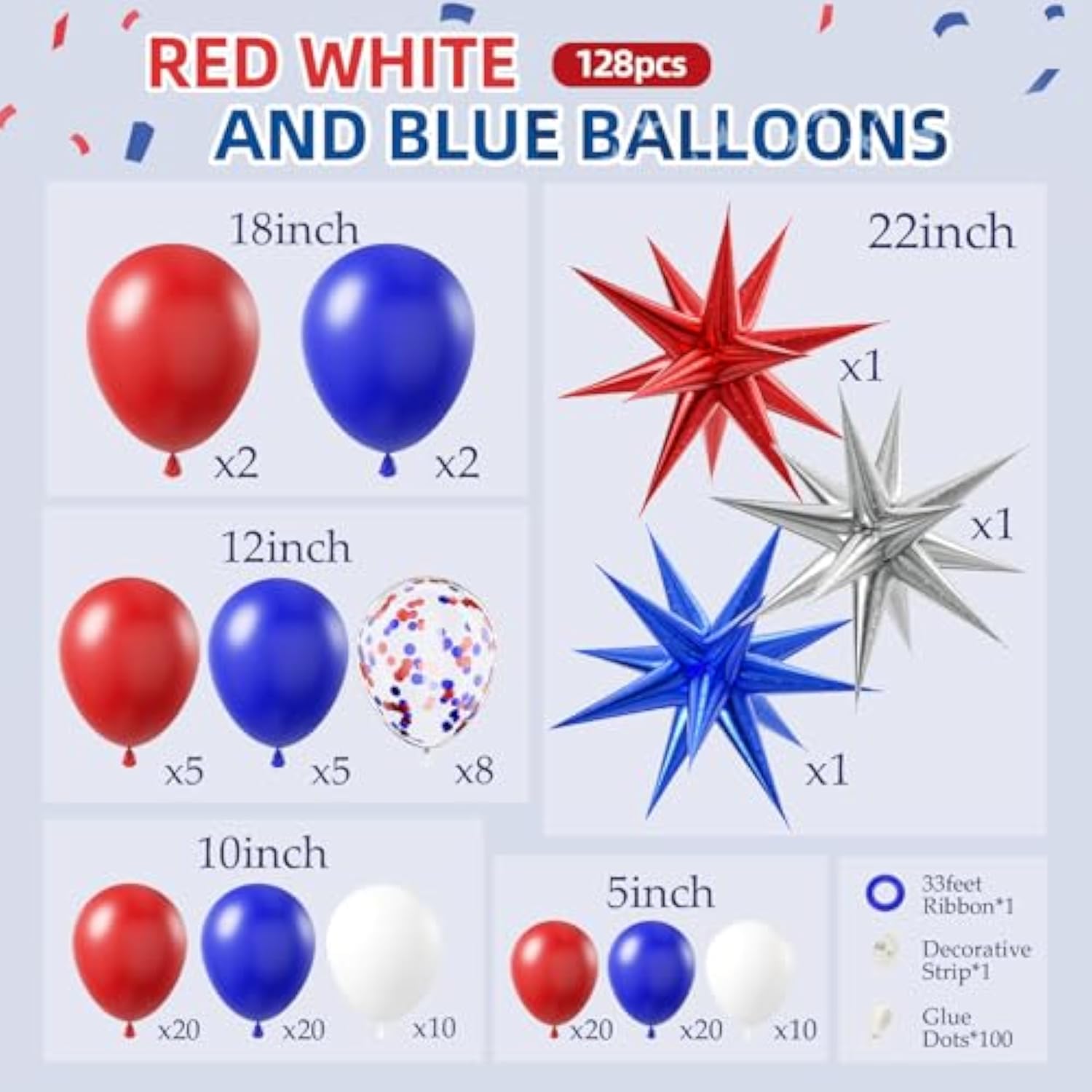 Patriotic Balloon Garland Kit: Red, White & Blue - 4th of July Party Decor
