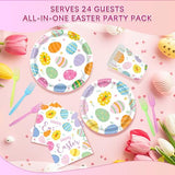Easter Birthday Party Supplies Set - 120-Piece Easter Paper Plates and Napkins Forks Tableware Set,Disposable Tableware Kit with Bunny & Egg Designs, Perfect for Kids & Adults Spring Celebrations
