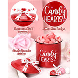 Candy Hearts Tiered Tray Decor Mini Ceramic Canister Valentine'S Day Red Decorative Jar Xoxo Slice February 14Th Love Candy Holder With Bowknot Home Kitchen Accessory Table Centerpiece Gift Set Of 1