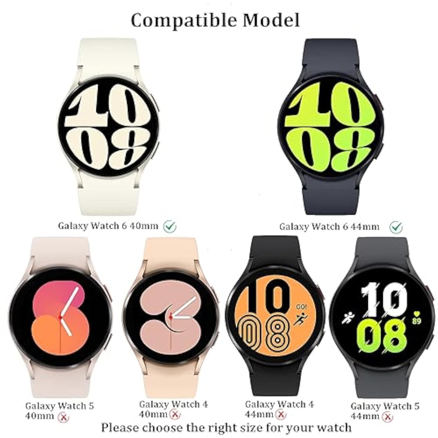 [6+6Pack] For Samsung Galaxy Watch 6 Screen Protector Case 40Mm, Antifog Tempered Glass And Waterproof Hard Pc Protective Bumper Cover Compatible With Galaxy Watch6 40Mm