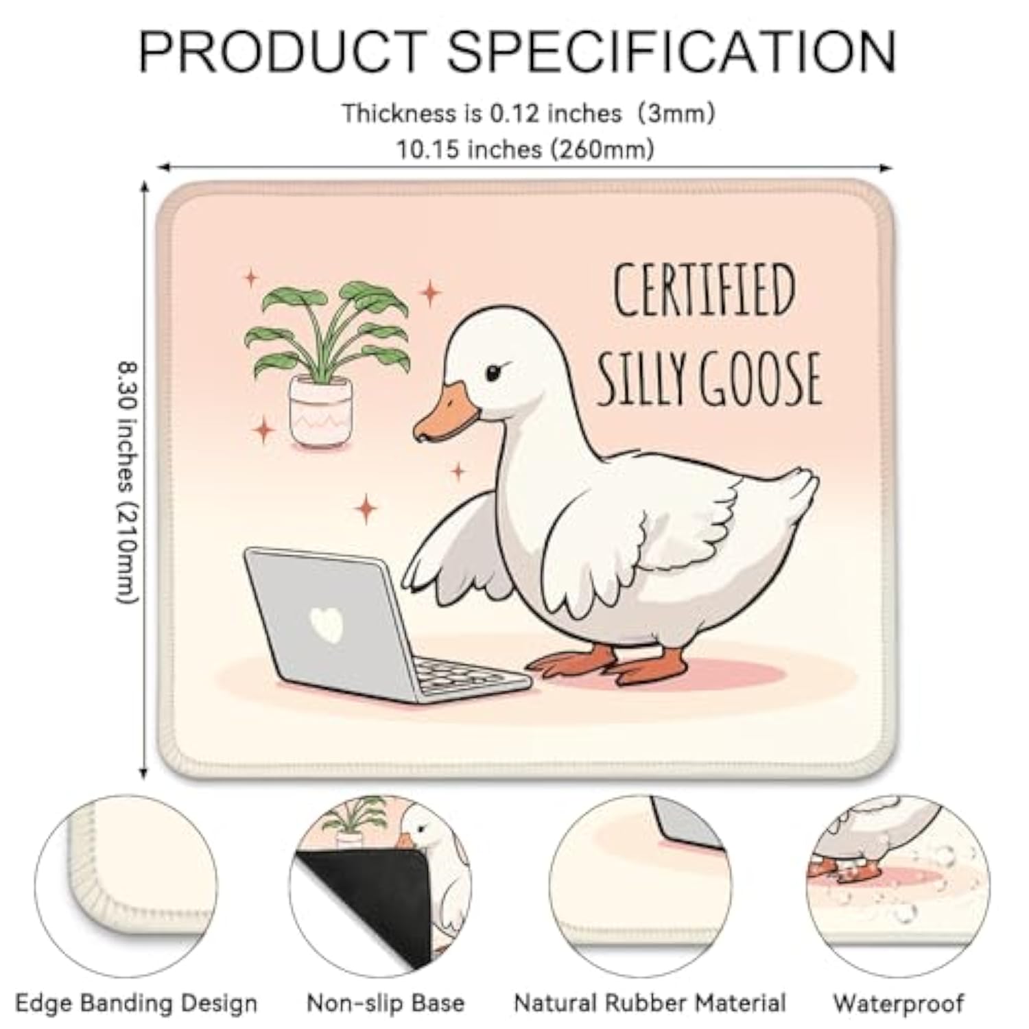 Certified Silly Goose Funny Mouse Pad For Desk, Silly Goose Gifts For Coworkers Colleagues Friend, Silly Animal Mouse Pad For Teachers Nurse, Goose Lover Gifts, New Job Gifts For Intern