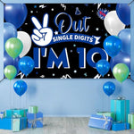 Happy 10Th Birthday Backdrop Banner, 10Th Birthday Decorations For Boys Girls, Funny Double Digits 10 Years Old Birthday Party Photo Props Background Yard Sign Decor Supplies, Fabric,