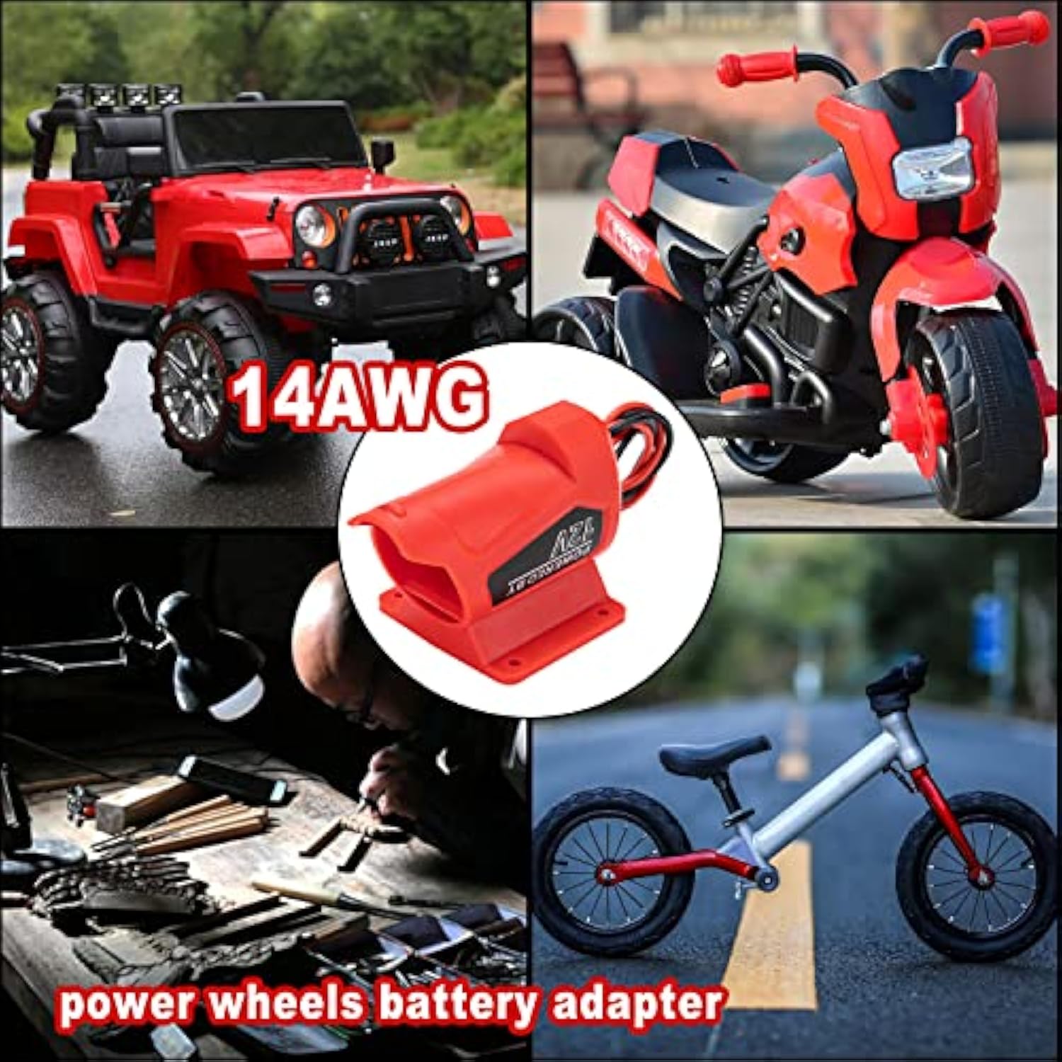 For Power Battery Adapter Wheel For Milwaukee 12V M12 Battery 14 Gauge Connector For Robotic, Diy Rc Car Toys And Rc Truck