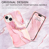 For Iphone 13 & Iphone 14 Case, Iphone 13/14 Marble Pattern Phone Case, 3 In 1 Full Body Protective Slim Hybrid Shockproof Soft Silicone + Hard Pc Rugged Heavy Duty Girls Women, Pink