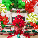 Christmas Balloon Garland Arch Kit, 135Pcs Red Green White Gold Balloons for Candy Cane Friendsmas Christmas Party Decorations