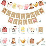 Farm Baby Shower Banner, Farm Animals Party Decorations, Welcome Baby Banners Party Supplies For Boys Girls, Horse Cow Pig Chicken Birthday Party Decor