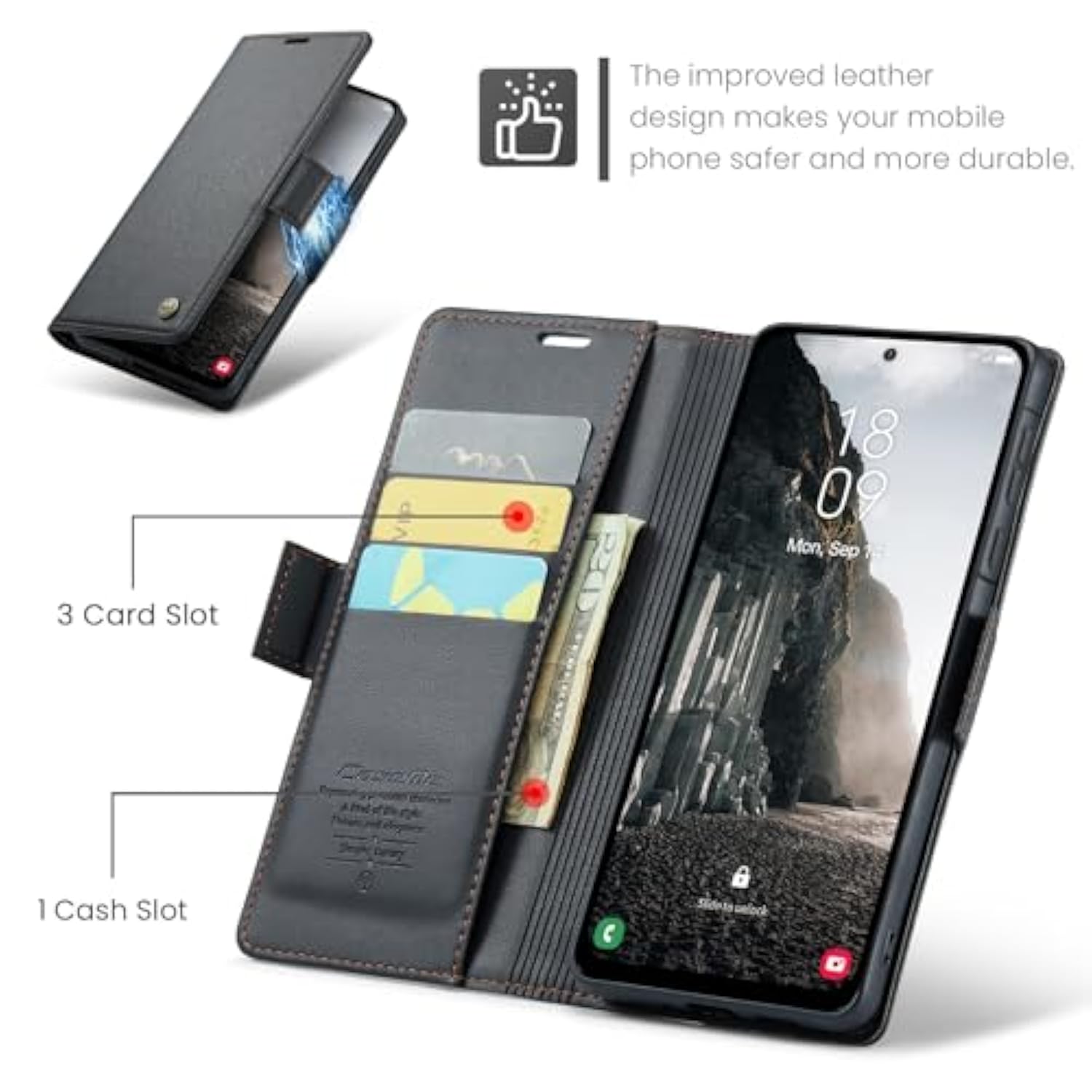 Wallet Case For Samsung Galaxy A36 5G, Pu Leather Magnetic Flip Case With Rfid Blocking Card Holder Kickstand For Women Men, Shockproof Durable Protective Phone Cover For Galaxy A36 5G (Black)