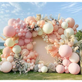 Pastel Pink White Balloon Arch Garland Kit Double Stuffed Light Pink Blush Ivory Beige Balloons For Birthday Baby Shower Wedding Bridal Boho Party Decor