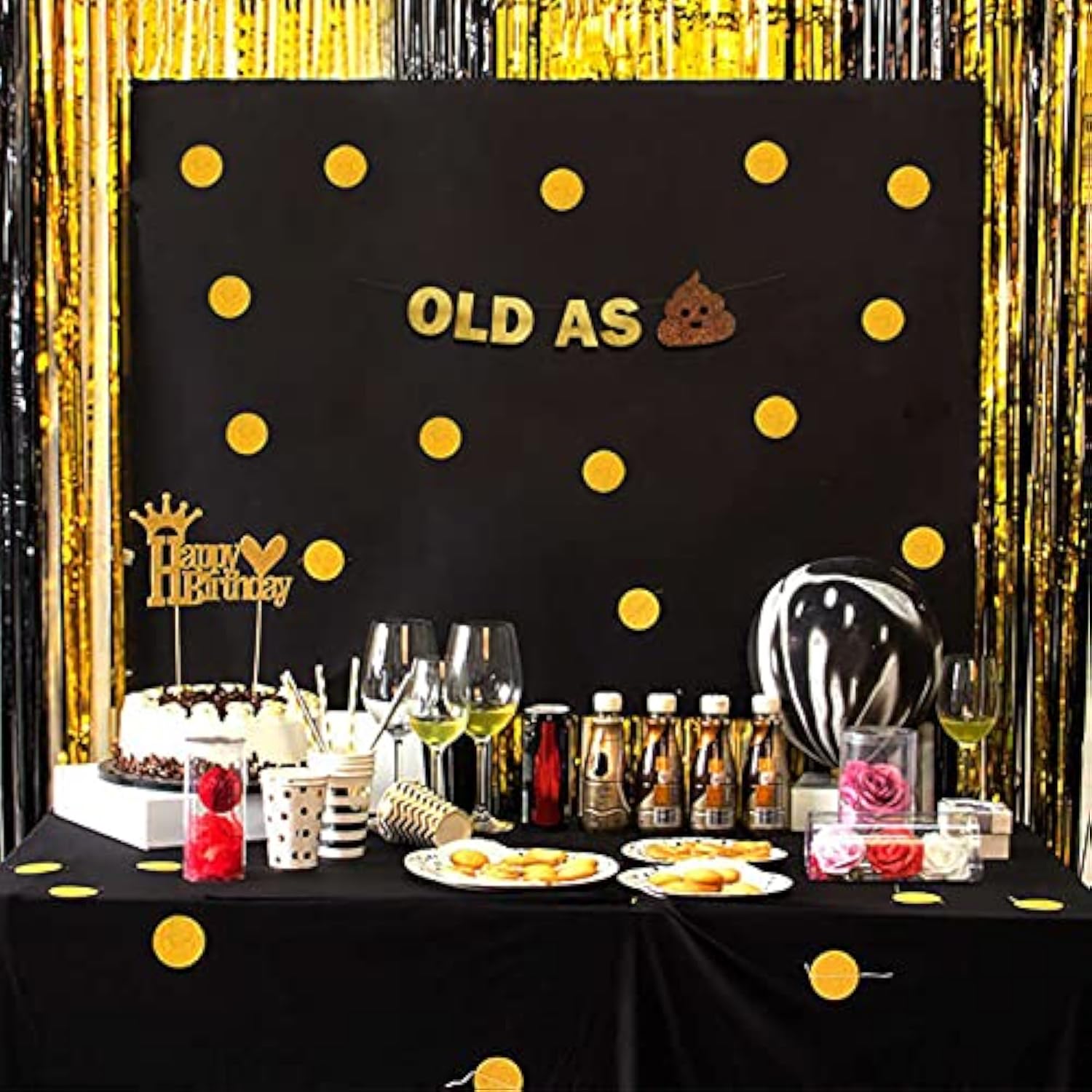 "Old As S**t" glitter banner for funny birthday and retirement party decorations