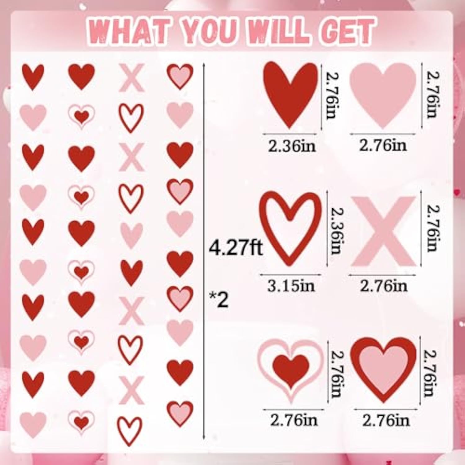 8Pcs Heart Garland Red & Pink, Valentines Day Decorations, Valentine'S Day Garlands Valentines Hanging Heart Garland Decorations For Wedding, Engagement, And Home Decor Happy Valentines Day Decoration