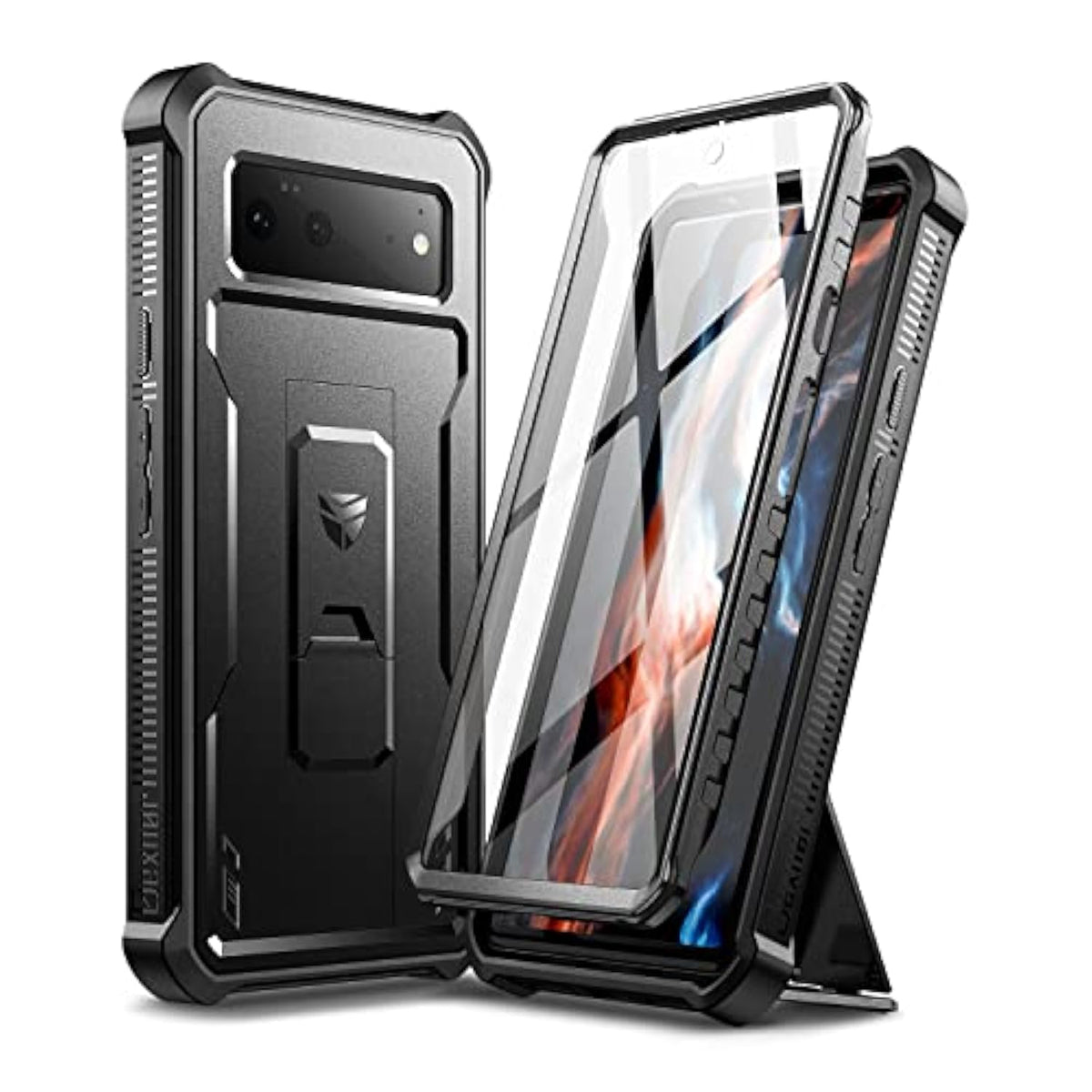 For Google Pixel 6 Case, [Built In Screen Protector And Kickstand] Heavy Duty Military Grade Protection Shockproof Protective Cover For Google Pixel 6 5G (Black)
