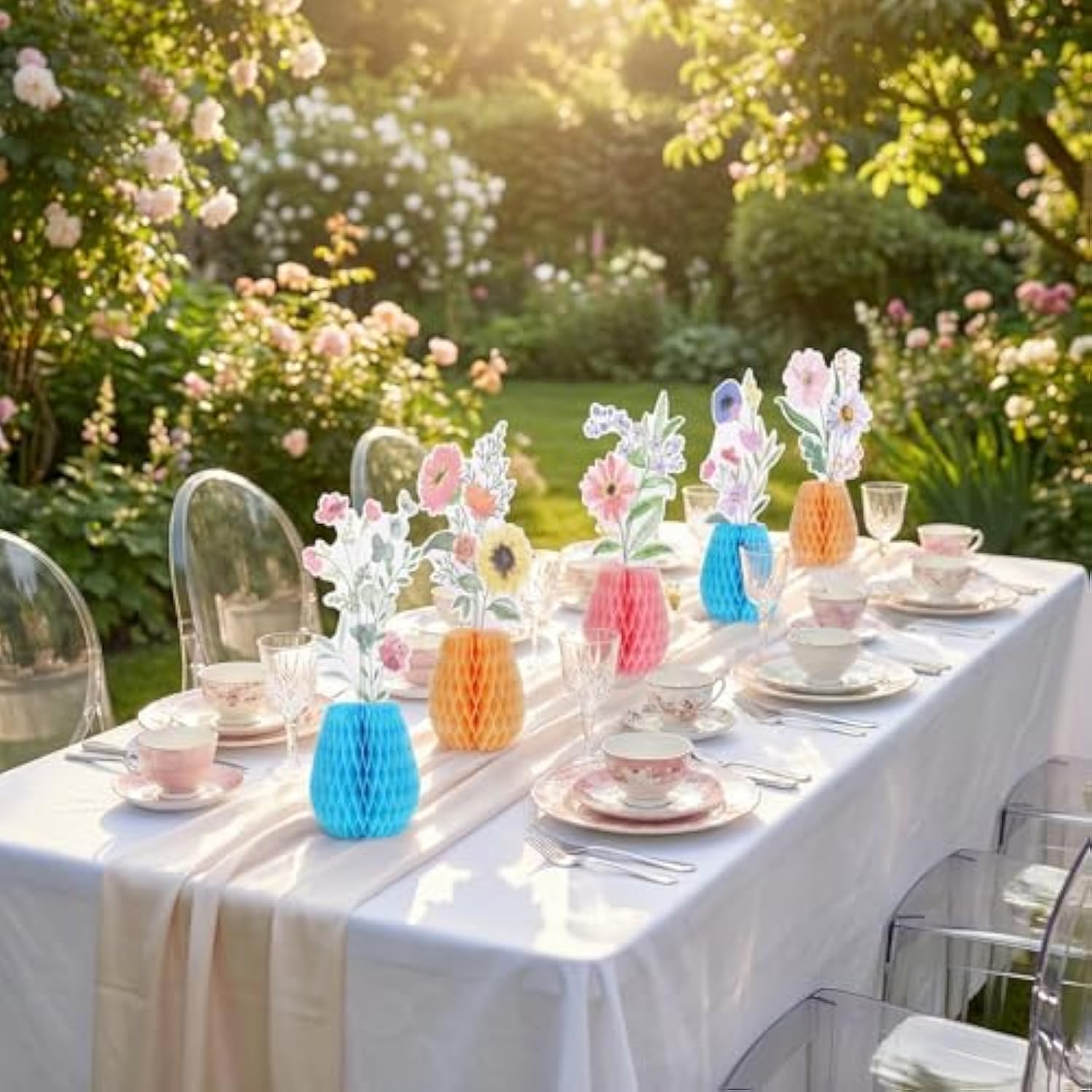 9Pcs Honeycomb Wildflower Party Decorations, Spring Wildflower Table Centerpieces For Birthday Wedding Baby Shower, Wildflowers Party Supplies For Home Decor, Mother'S Day, Graduation, Garden Events