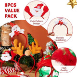 8 Pcs Christmas Headbands Head Hat Toppers Costume Accessories For Kids Girls Boys Christmas Parties Xmas Holiday Party Favors Photo Booth