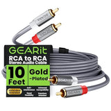 GearIT RCA Cable (10FT) 2RCA Male to 2RCA Male Stereo Audio Cables Shielded Br