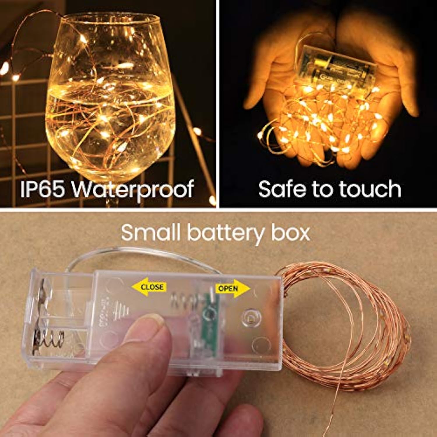 6 Pack LED Fairy String Lights (10ft, 30 LEDs, Timer, Warm White)