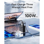 100W Usb C Charger, 3-Port Fast Compact Foldable Gan Charger Block For Macbook Pro/Air, Pixelbook, Thinkpad, Dell Xps, Ipad Pro, Iphone 16/15 Series, Galaxy S24 /S23, And More