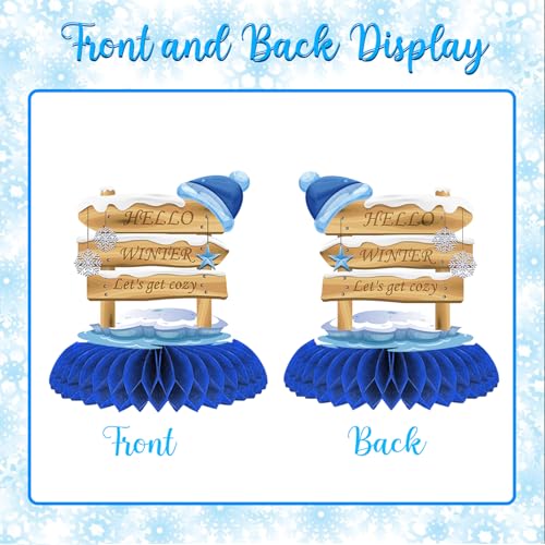 10 Pcs Snowflake Christmas Party Supplies Winter Wonderland Party Decorations Blue White Snowflake Honeycomb Centerpieces Table Decorations for Christmas Holiday Winter Birthday Party Supplies