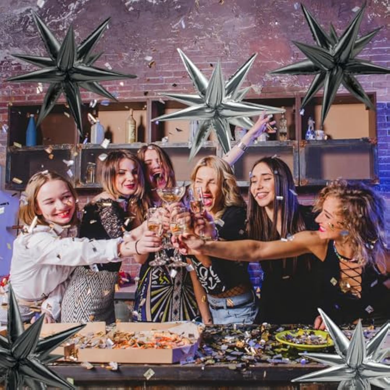 Star Balloons 60Pcs Black Balloon 12 Spike Foil Balloons Explosion Mylar Cone Balloon Magic Party Decorations Backdrops For Halloween Graduation Birthday Wedding Anniversary Retirement